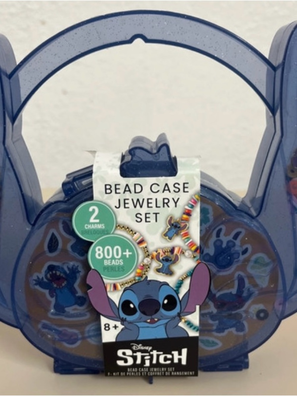 Disney Stitch Blue Bead Case Jewelry Set with Multicolor Beads